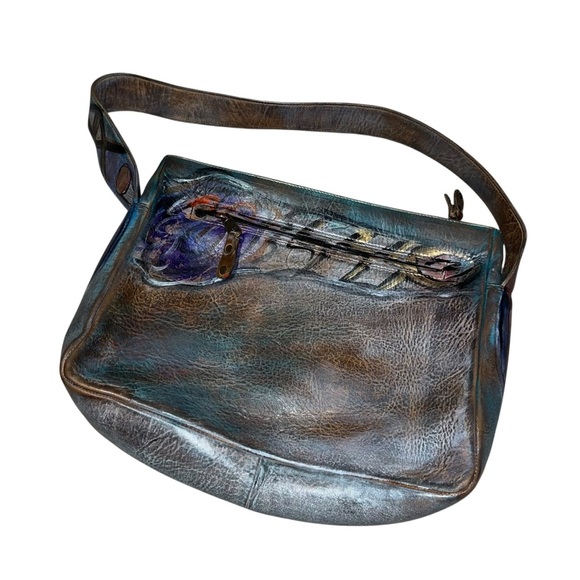 Jane yoo wearable art leather purse shoulder bag vintage retro - Picture 3 of 7